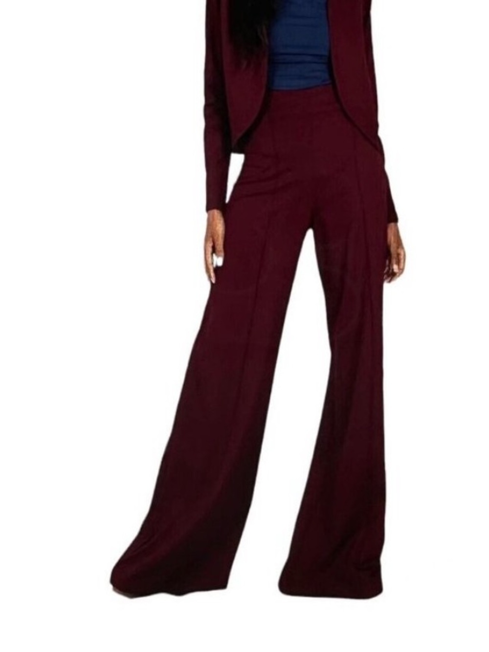 Ripley Rader Ponte Knit Wide Leg Burgundy Pants Standard Size XS